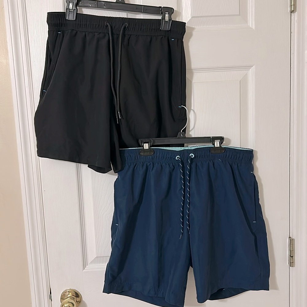 George Men's Black and Navy Swim Trunks - Pack of 2